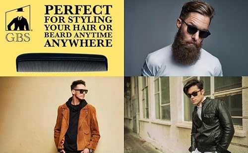 G.b.s 15 For Men's Hair Black Pack Pocket Size Beard & Mustache Combs Unbreakable 15 All Fine Sideburns For Travel Effortless Glide Peak Comfort Bag Packing Fine Tooth #TOP2