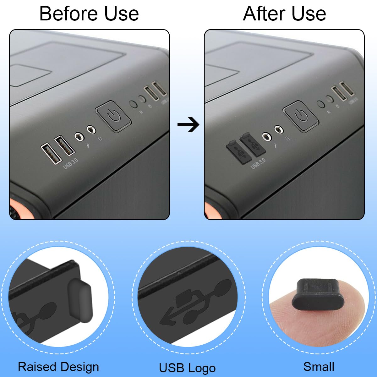 USB Cap Port Cover Silicone Anti-Dust Protector, USB C dla iPhone USB typu A Plug Cap dla żeńskiego końca męskiego końca, dla iPhone'a 14 13 12 11 Laptop Tablet Podwozie głośnika, 60 szt