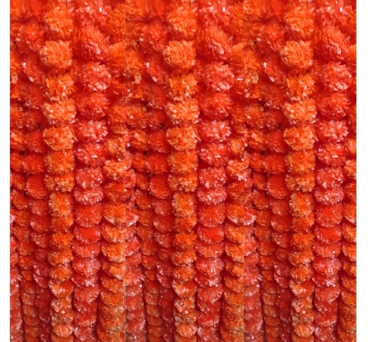 Image of Artificial Marigold Flowers | Genda Phool for Decoration | Genda Phool Mala | Marigold Garland (5 Pieces) (Orange)