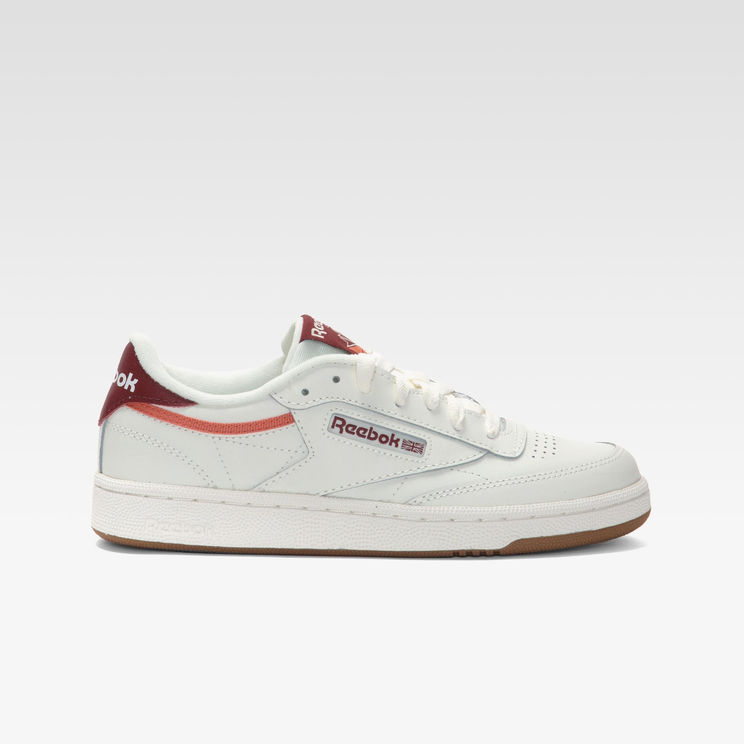 Reebok Womens Club C 85 Sneaker, Chalk/Richmaroon/Sprchrdgcoral, 11