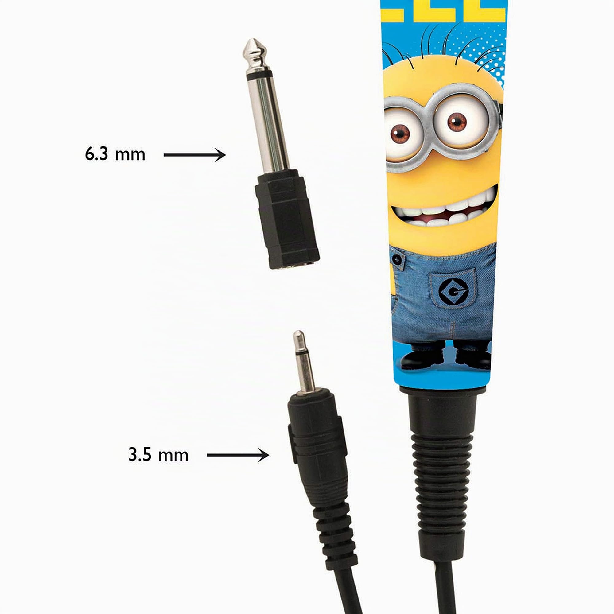Lexibook, Cattivissimo Me Minions, Microfono con Jack 3,5 e Adattatore da 6,3 mm, Alta sensibilità, per Bambini e Karaoke, Blu/Giallo, MIC100DES