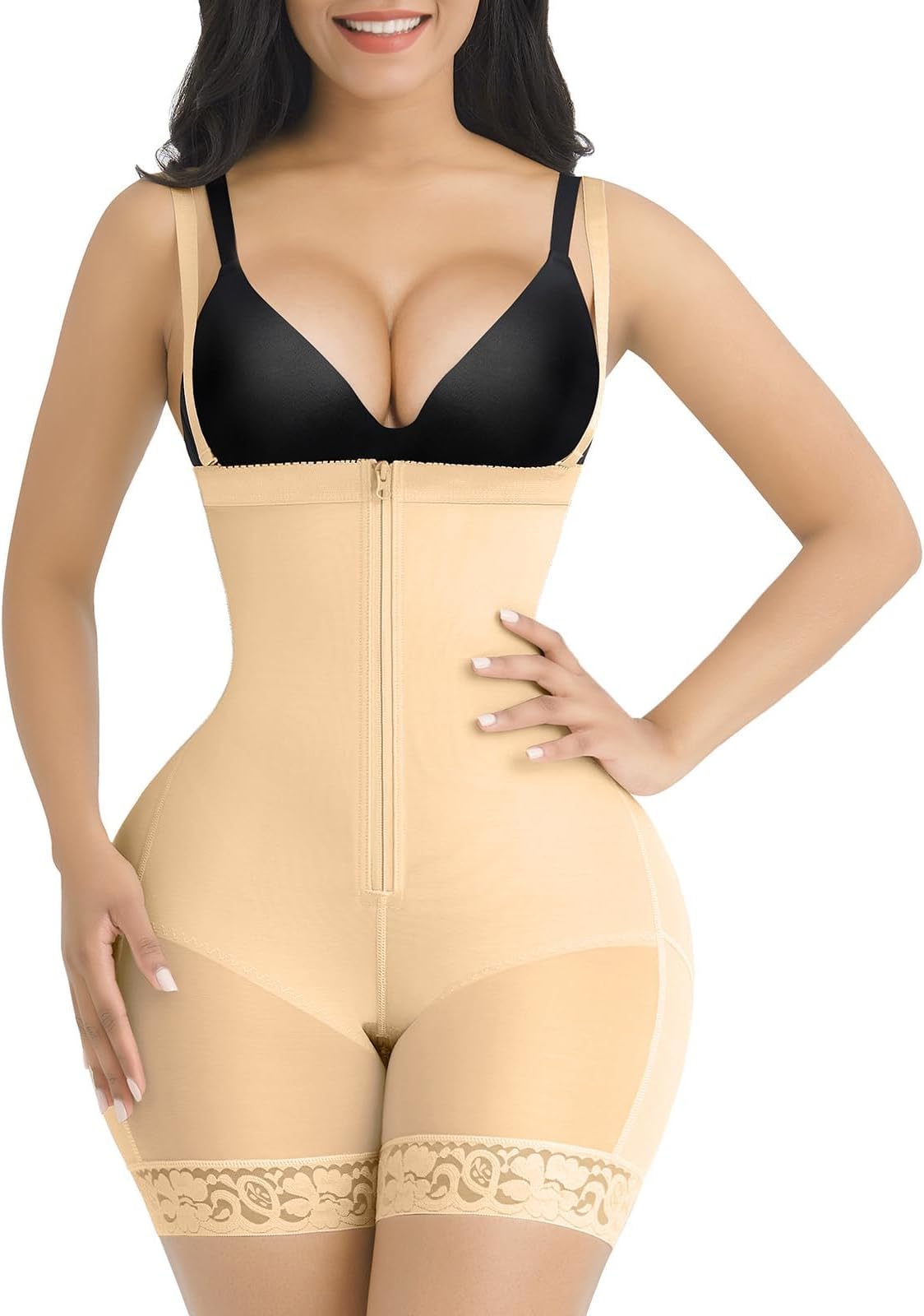 SHAPELLX Fajas Colombianas Shapewear for Women Tummy Control Plus Size Postpartum Body Shaper Butt Lifting Bodysuit
