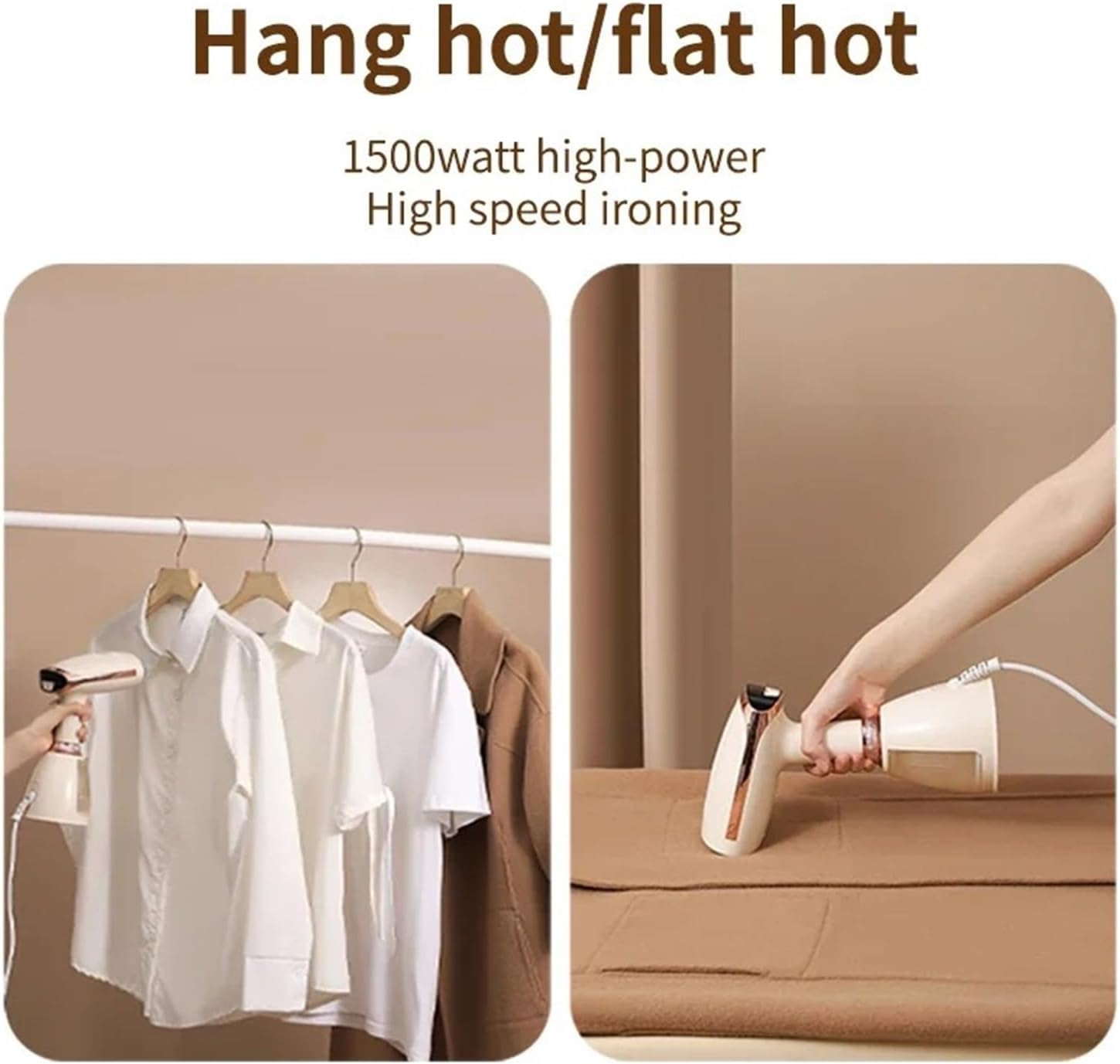 1500W Power Handheld Garment Steam Iron, 280ml Large Water Tank, Rapid Heating Compact Steam Ironing Machine for Home, Travel & Daily Use(KR)
