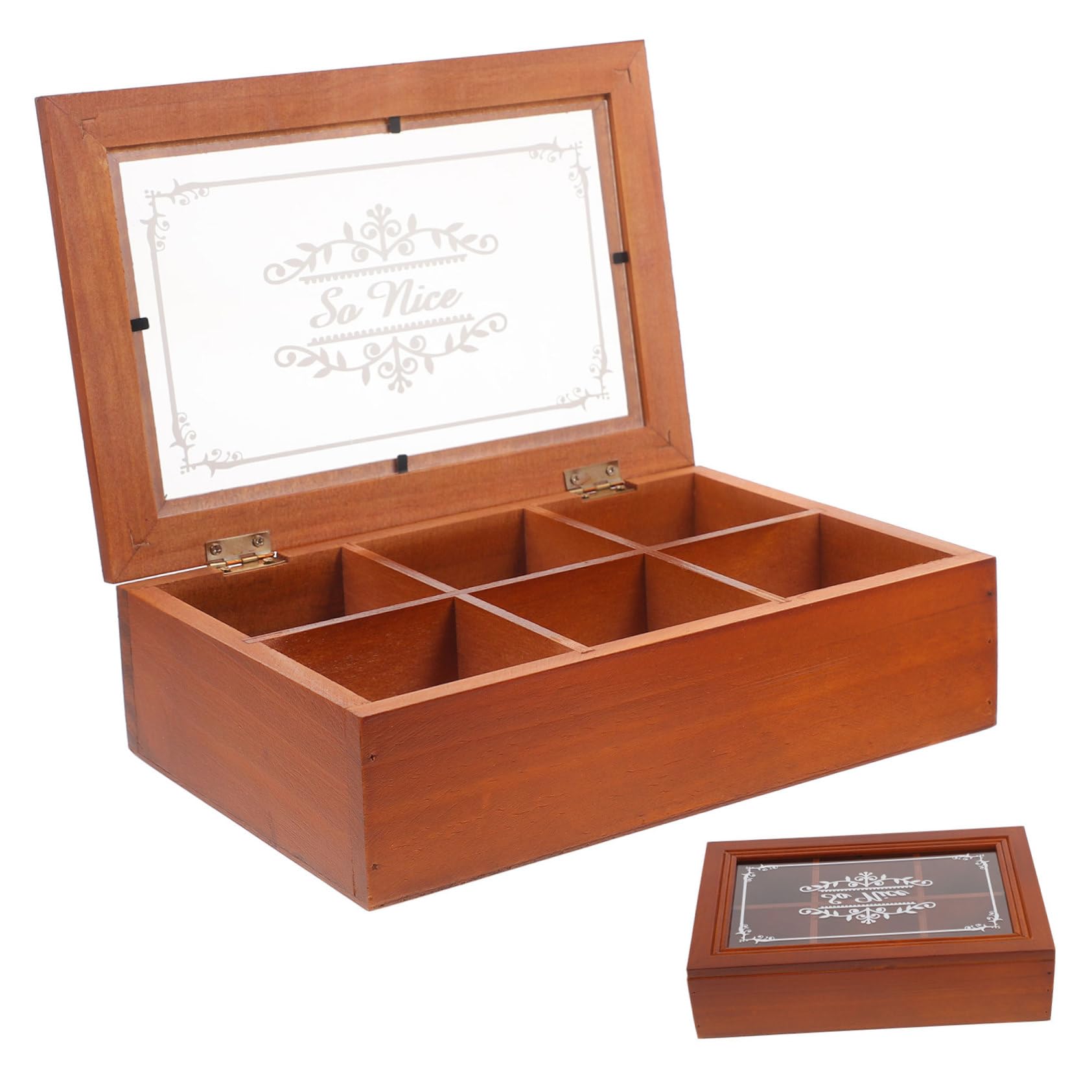 3piezas Organizador De Té Madera Compartimentos Caja Almacenamiento Retro Para Azúcar y Té Para Hogares Cafés y Restaurantes