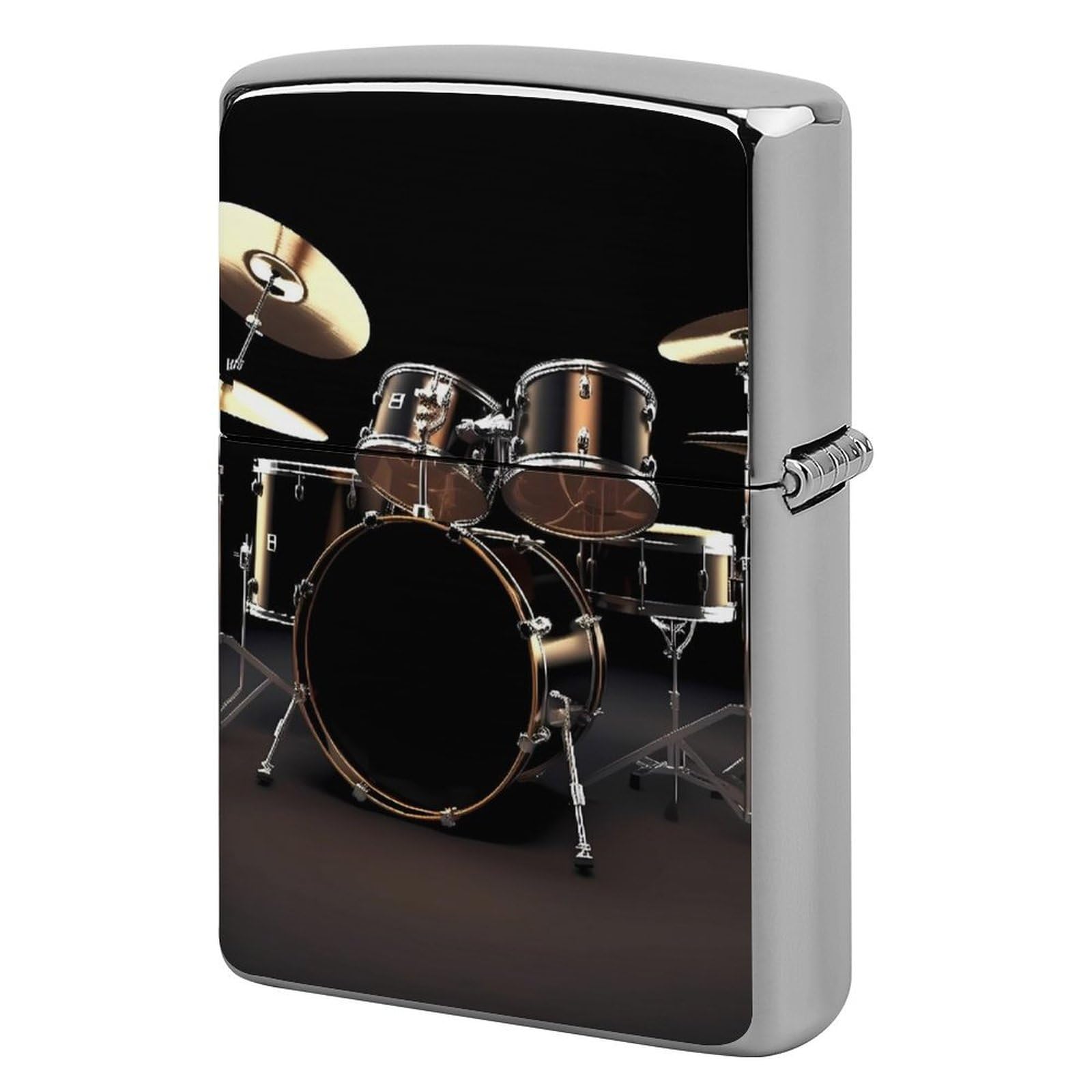 Cool Drum Set Lighter Cover for Men, Personalized Lighter Case for Birthday Gift, Flip-Top Lighters Protective Cover, Portable Lighters Shell for Outdoor, Travel