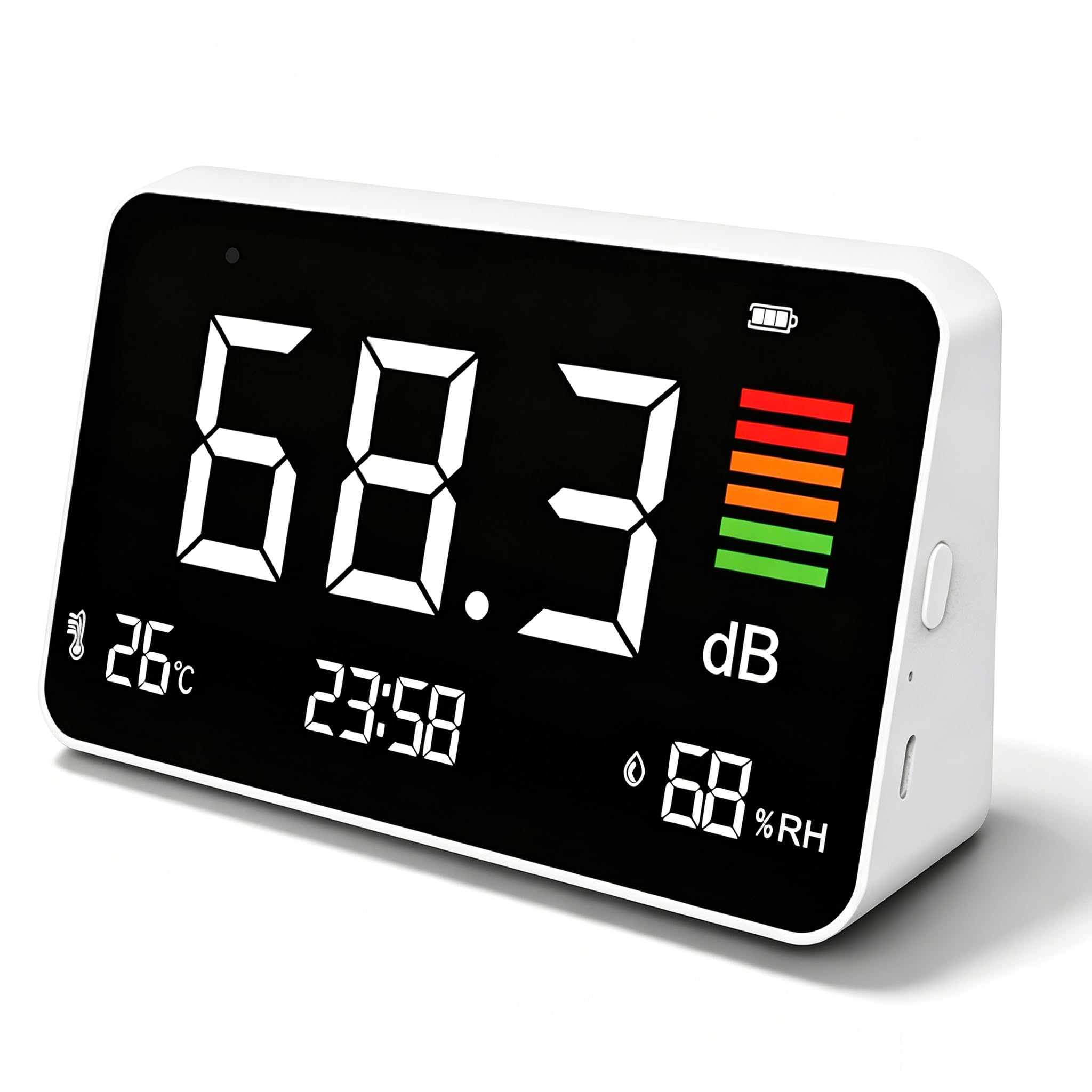 5-in-1 Decibel Meter - 8.5 Inch Large LED DisplayDigital Sound Level Meter Desktop with Noise, Time, Temp, Humidity Monitor, Range 30-130dB for Home Classroom Studio Factory​​-picture-17