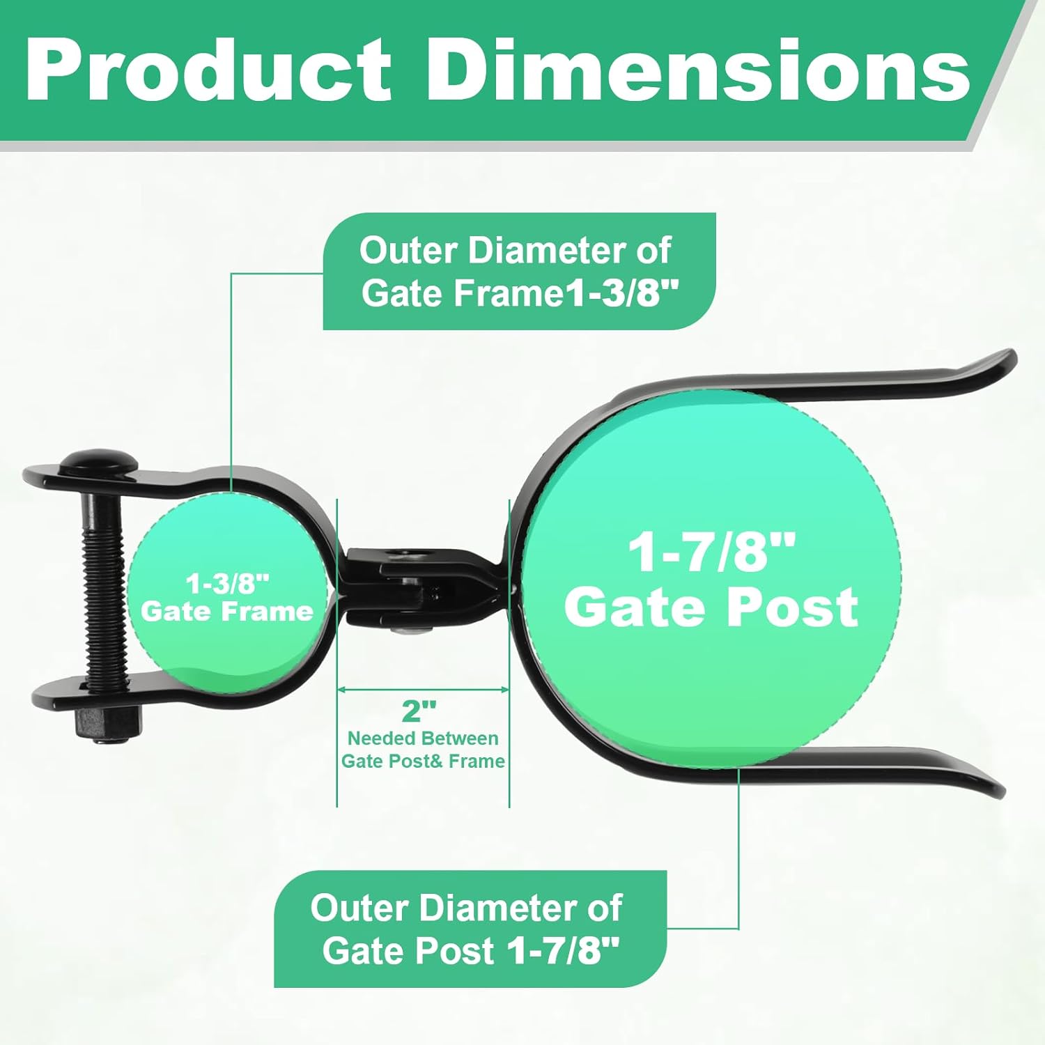 Heavy Duty Fork Latch (Bolt-in),1-3/8" x 1-7/8", Pressed Steel - Powder Coated, Fence Gate Latch with Hole for Padlock(Black, 1-3/8" x 1-7/8")