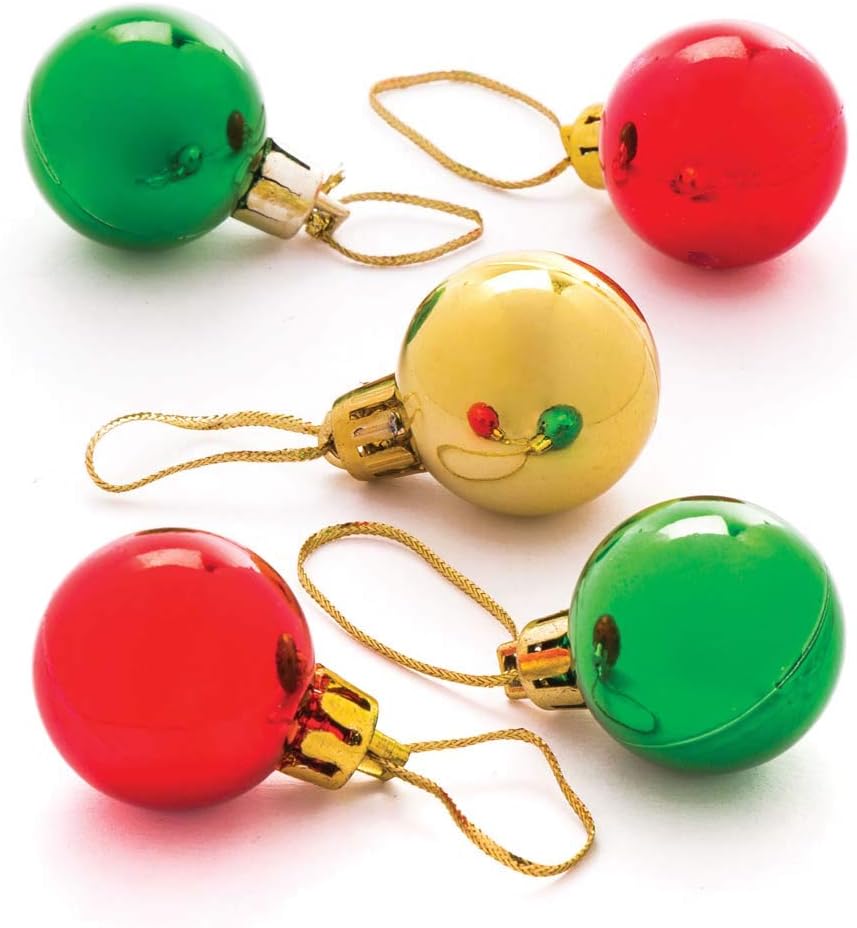 Baker Ross AR830 Mini Christmas Baubles - Christmas Decoration Arts and Crafting, Pack of 12
