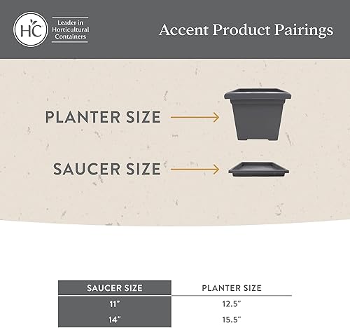 Miniatura 5 de The HC Companies Plato cuadrado de plástico para plantas de 14 pulgadas, bandejas para plantas de interior y exterior para macetas, 14 x 14 x 1.8