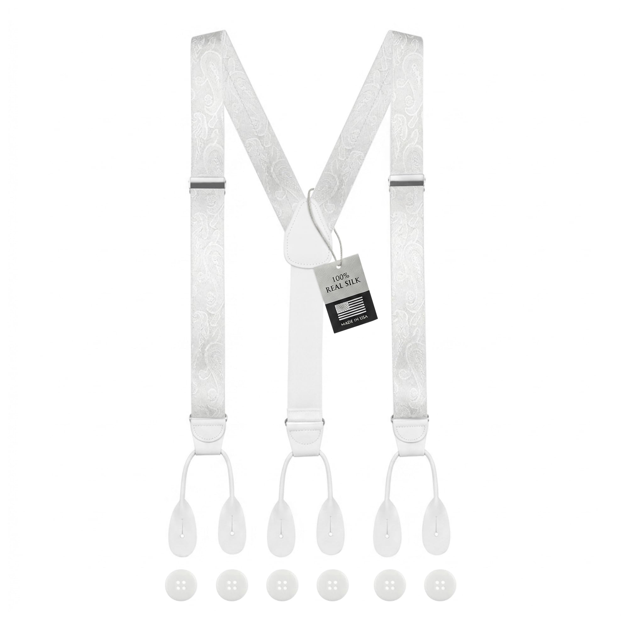 HOLD'EM Tuxedo Suspenders Formal Black 100% Silk Made in USA Button Suspenders for Men Wedding Tux Suspenders for Men
