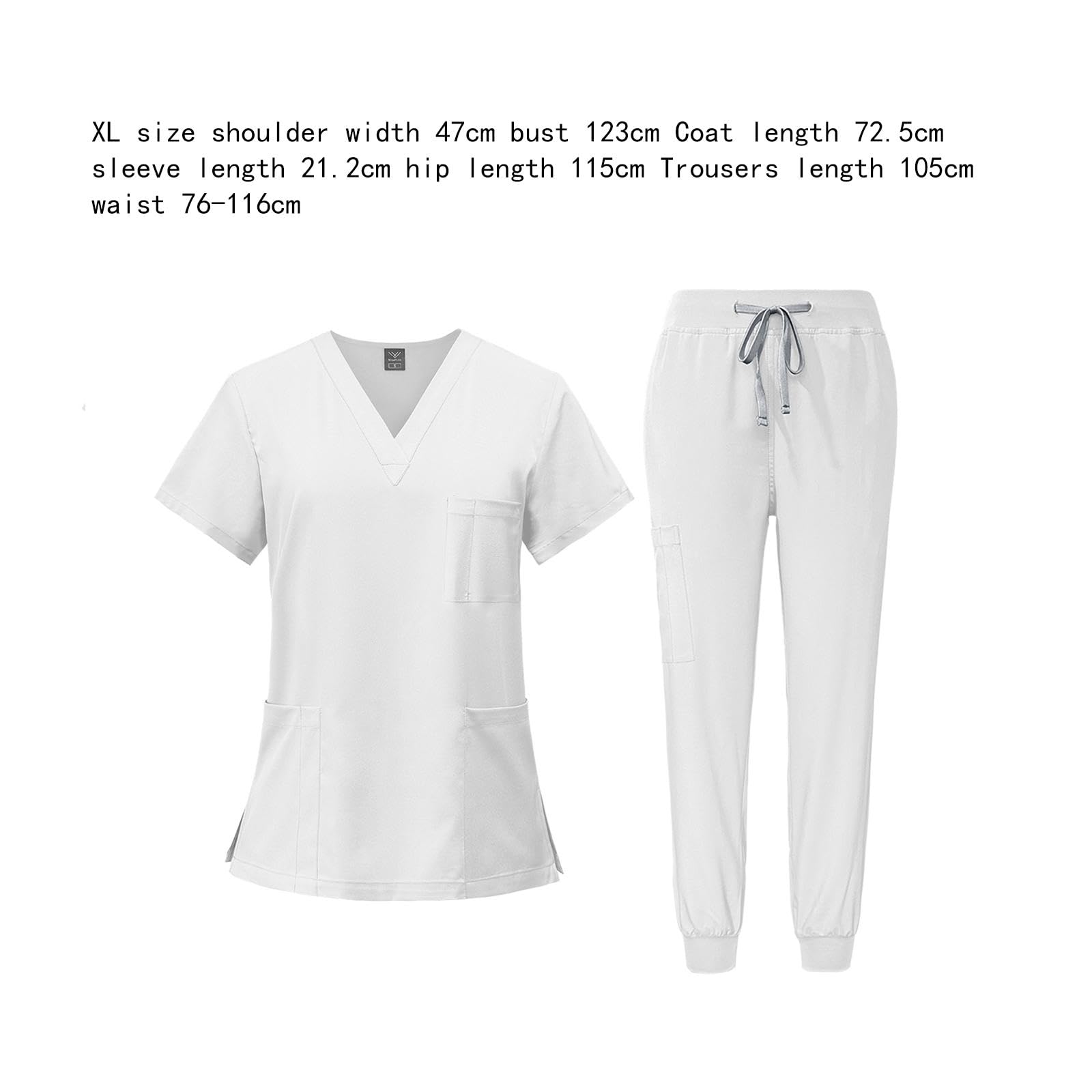 F Fityle Set di scrub da donna Uniformi infermieristiche Comodo abbigliamento da lavoro da medico Top morbido Pantaloni da jogging Costume da infermiera per, xl