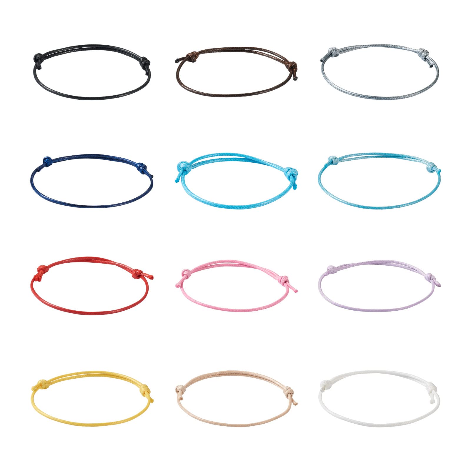 Waxkoord voor armbanden, 12 rollen, gewaxt garen, kleurrijk, gewaxt koord voor macramé, gewaxt polyesterkoord voor doe-het-zelf, sieraden maken