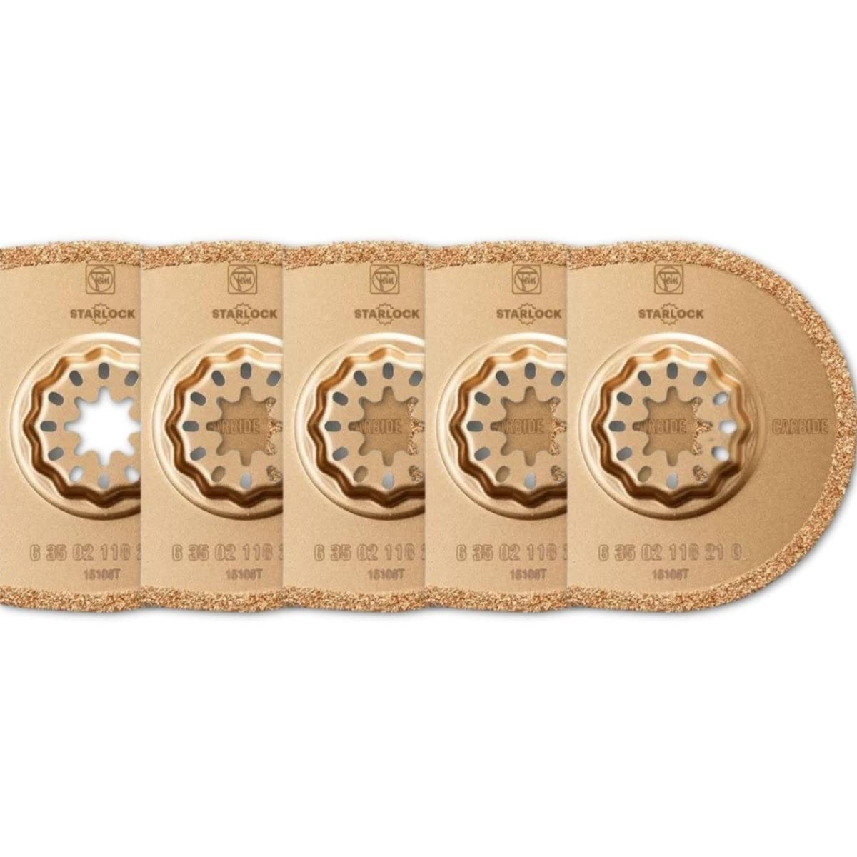 Fein StarLock Carbide Oscillating Saw Blade - Segmented for Removal of Defective Tile Grout and Making Cuts in Plaster - Fits Most Multitools - 5-Pack - 63502118230