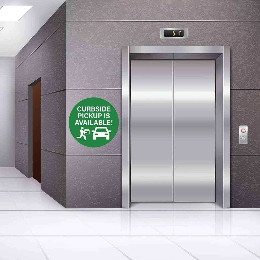 Andaz Press Restaurant Social Distancing Curbside Pickup Is Available! Business Signs, 50 Labels, 10-Pack 8" Round Labels + 40-Pack 2" Circle Vinyl Sticker Decals