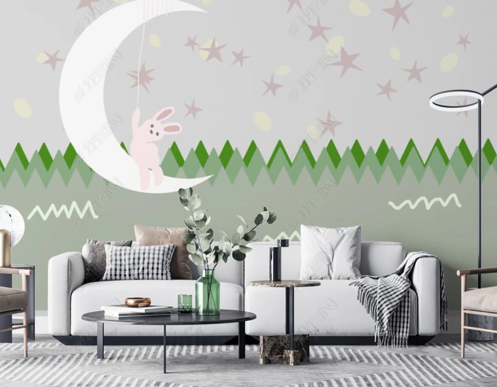 Poster Géant Mural Moon Rabbit pour Salon et Chambre d'Enfant Cosy