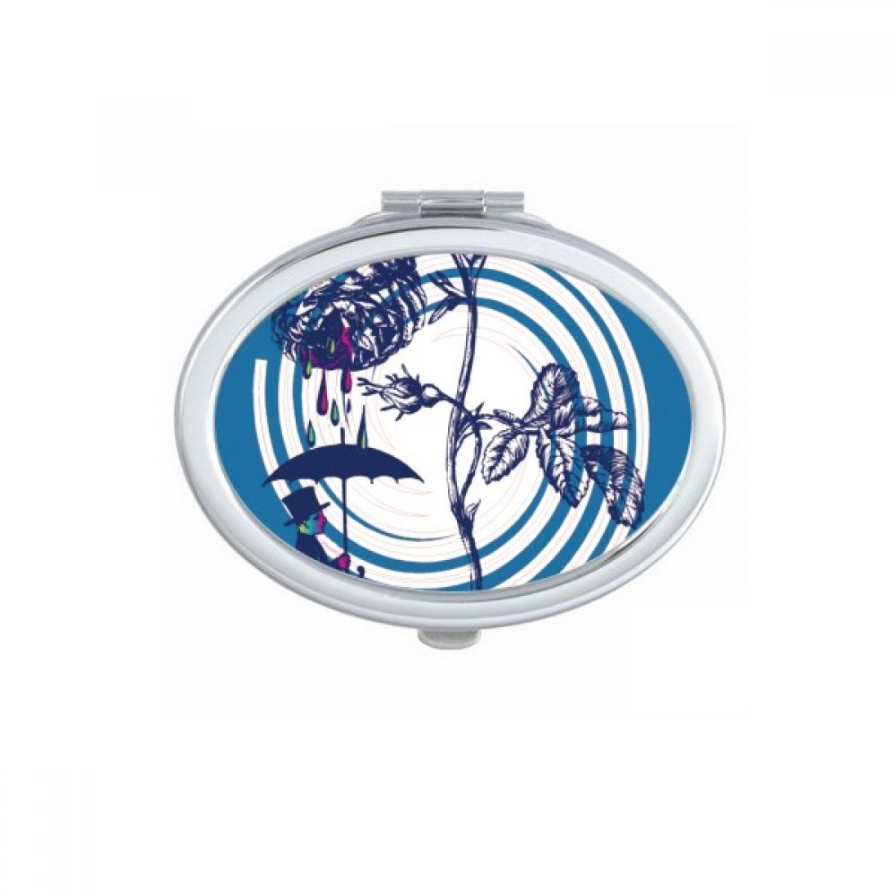 Miroir de poche ovale DIYthinker compact imprimé feuilles rose accessoire maquillage transportable