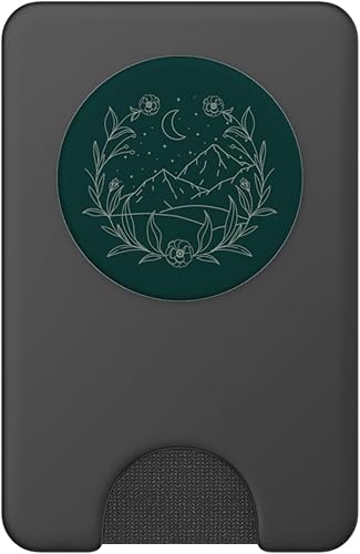 Miniatura 8 de Boho Mountain Moon Night Botánico Floral (verde bosque) PopSockets PopGrip estándar