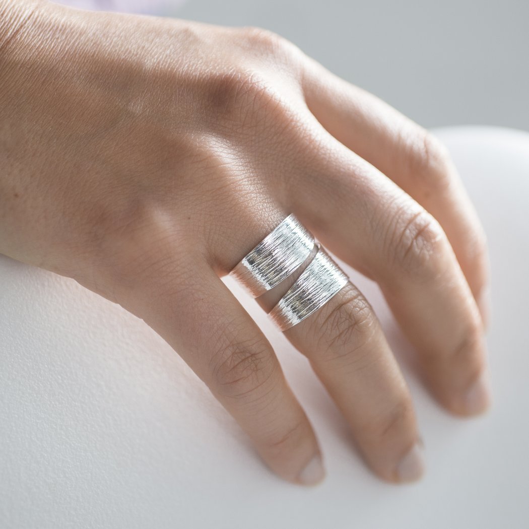 925 Sterling Silber Wickel Ring - Silber Band Ring breit mattiert SR-73