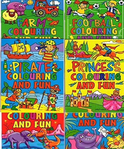 WF Graham 12 x Mini Assorted Colouring Activity Books Boys Girls A6 Party Bag Fillers