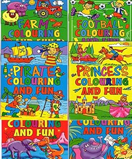 WF Graham 12 x Mini Assorted Colouring Activity Books Boys Girls A6 Party Bag Fillers