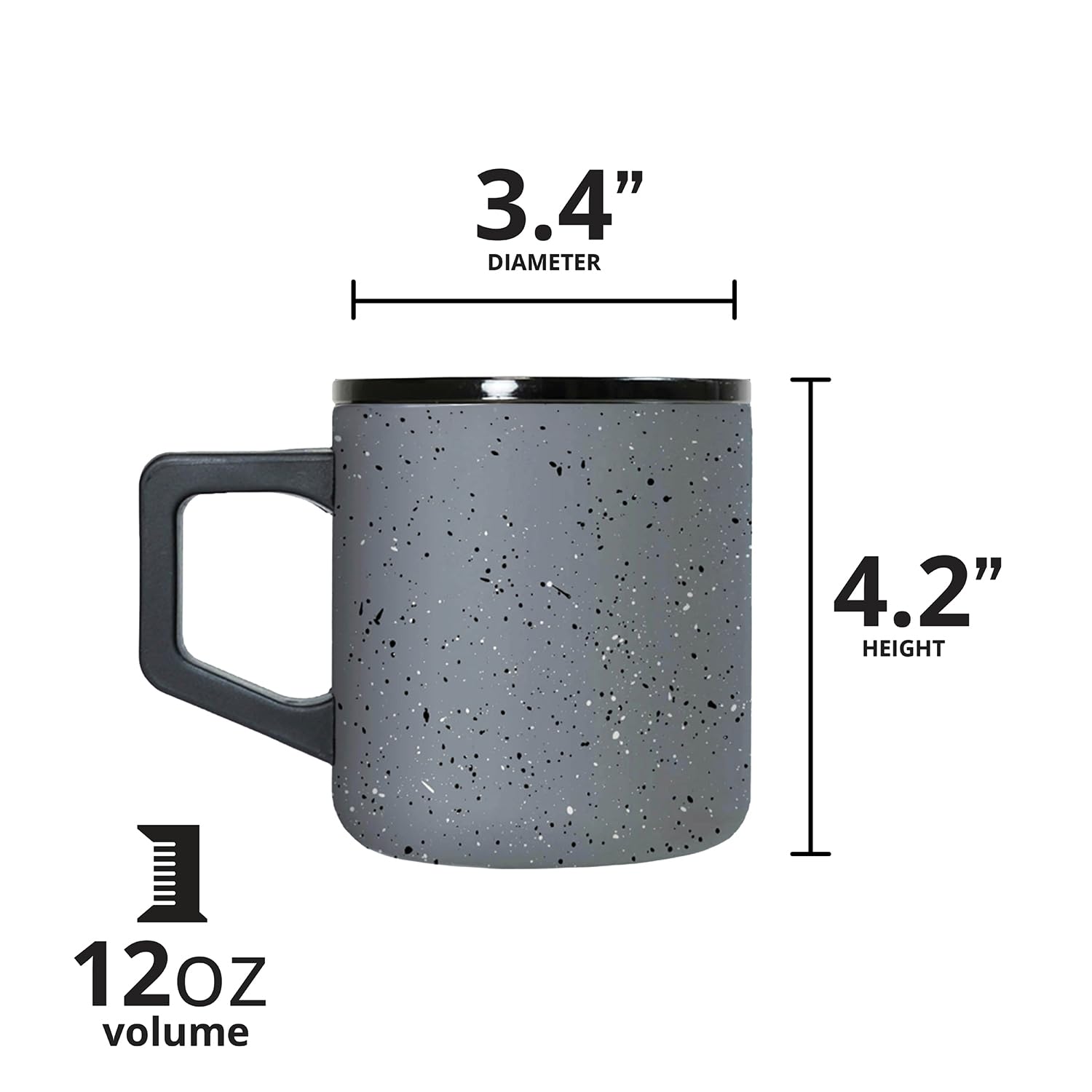 Elemental Summit - Tazza da caffè isolata, a tripla parete, in acciaio inox, per bevande calde e fredde, tazza da caffè termica con coperchio e manico, per campeggio, ufficio e viaggi, 350 ml, colore: