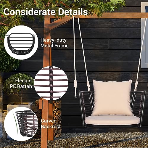 Image of Tangkula 2 Pack Outdoor Hanging Porch Swing with Cushions, Single Person