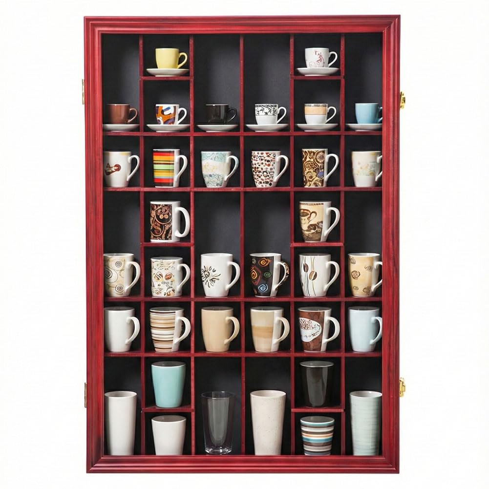 Vitrine pour verres à shot en bois à fixation murale, noire