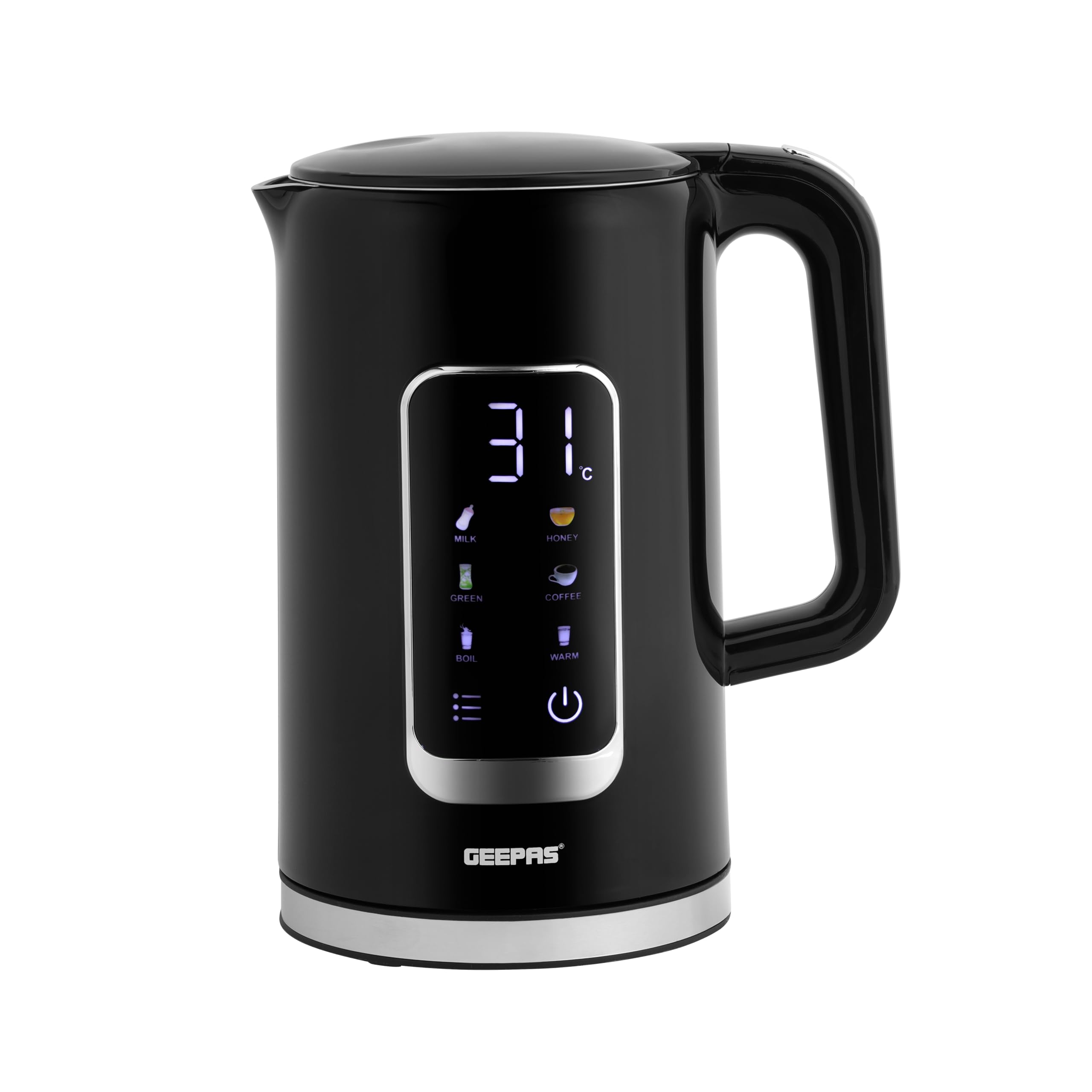 Geepas Double Layer Kettle, Black, GK38052|1.7L Digital Display Kettle Dry Boiling Protecction/Quick Boil Water, Tea and Coffee Maker-2200 Watts