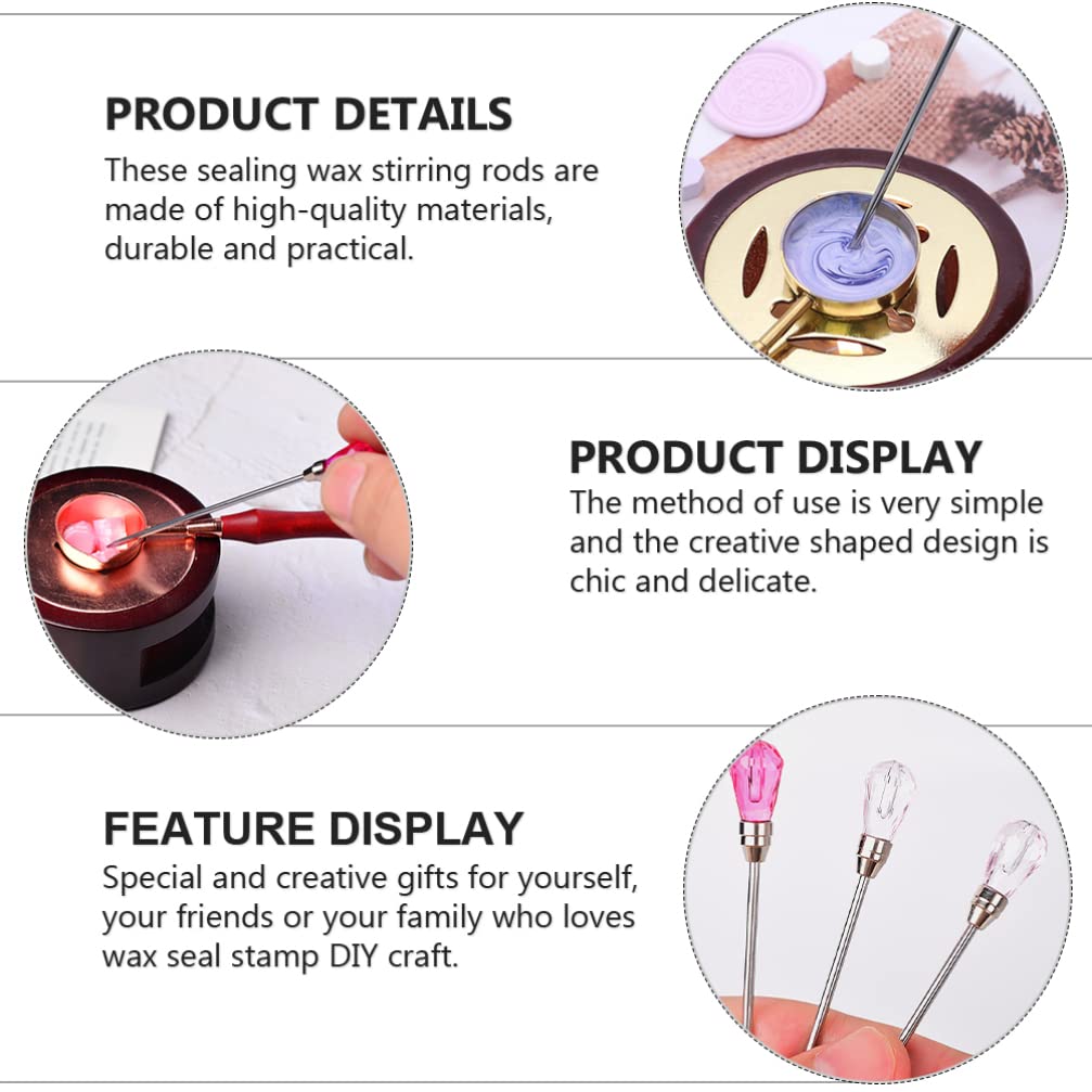 DOITOOL Stainless Steel Wax Mixing Stirring Sticks, 4Pcs, Crystal Shaped, Vintage