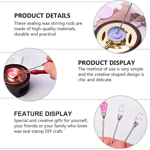 Miniatura 4 de DOITOOL Varillas de mezcla de cera de acero inoxidable, 4 piezas, con forma de cristal, vintage