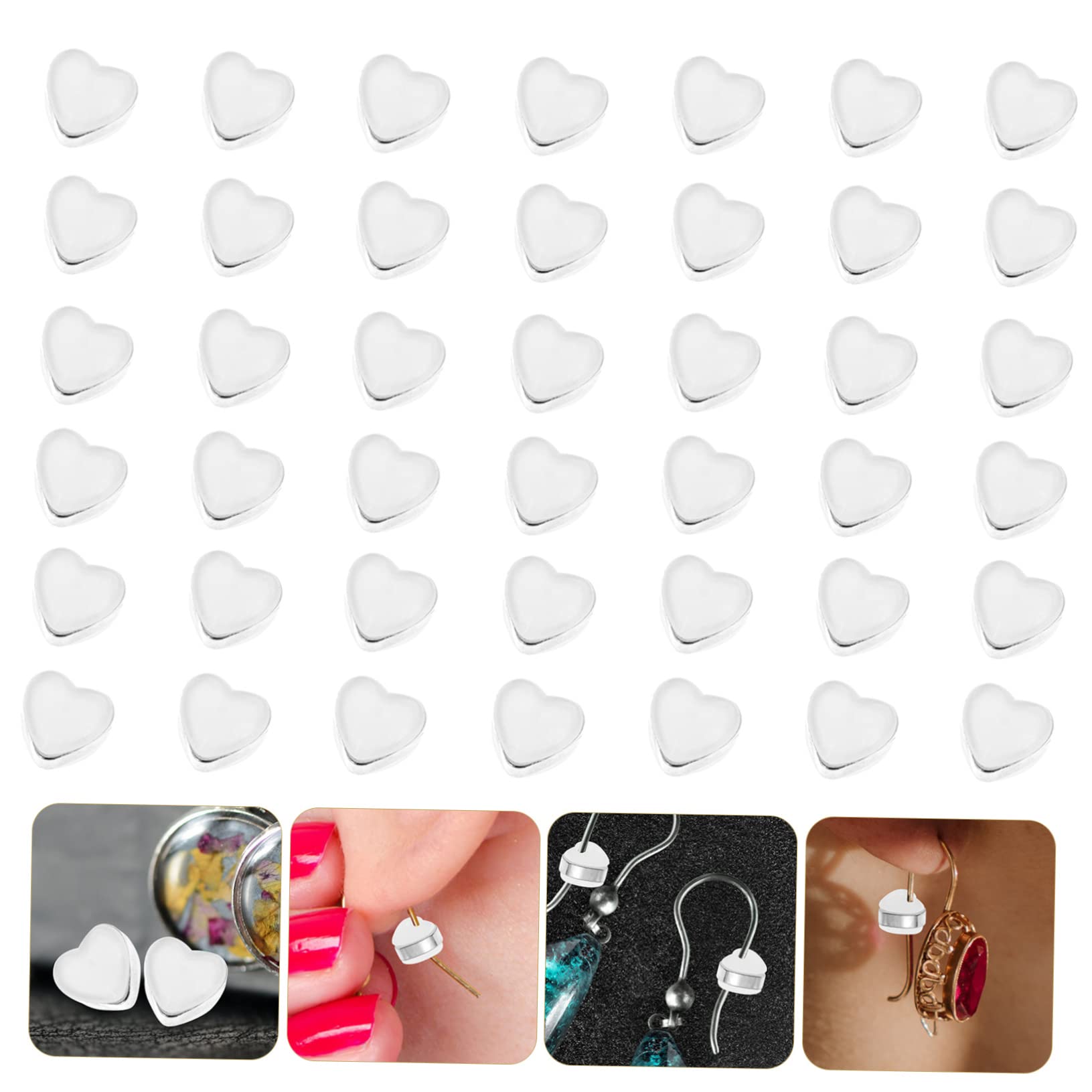 EXCEART 3 Set Di Fermagli Per Orecchini A Forma Di Cuore Fermagli Per Orecchini in Silicone Fermagli Per Orecchini Con Chiusura Eleganti Accessori Per Gioielli 100 Pezzi * 3