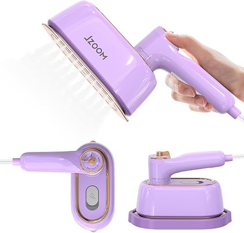 Plancha vaporera de viaje para ropa, plancha de vapor portátil 2 en 1, uso plano o vertical, mango plegable de 180, calentamiento rápido de 15