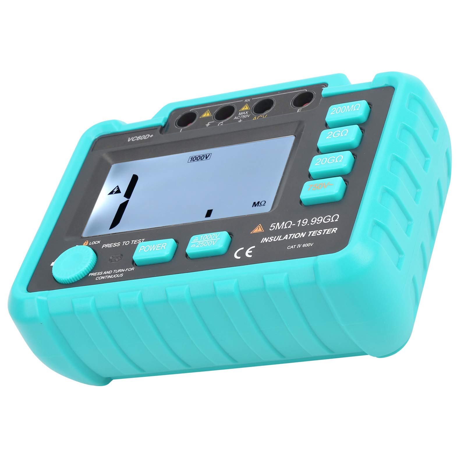Probador de Aislamiento Digital Megóhmetro ABS 1000 V 2500 V Pantalla Retroiluminada de Alta Precisión de Amplio Rango para Electricistas que Prueban Motores Cables e Instalaciones Eléctricas