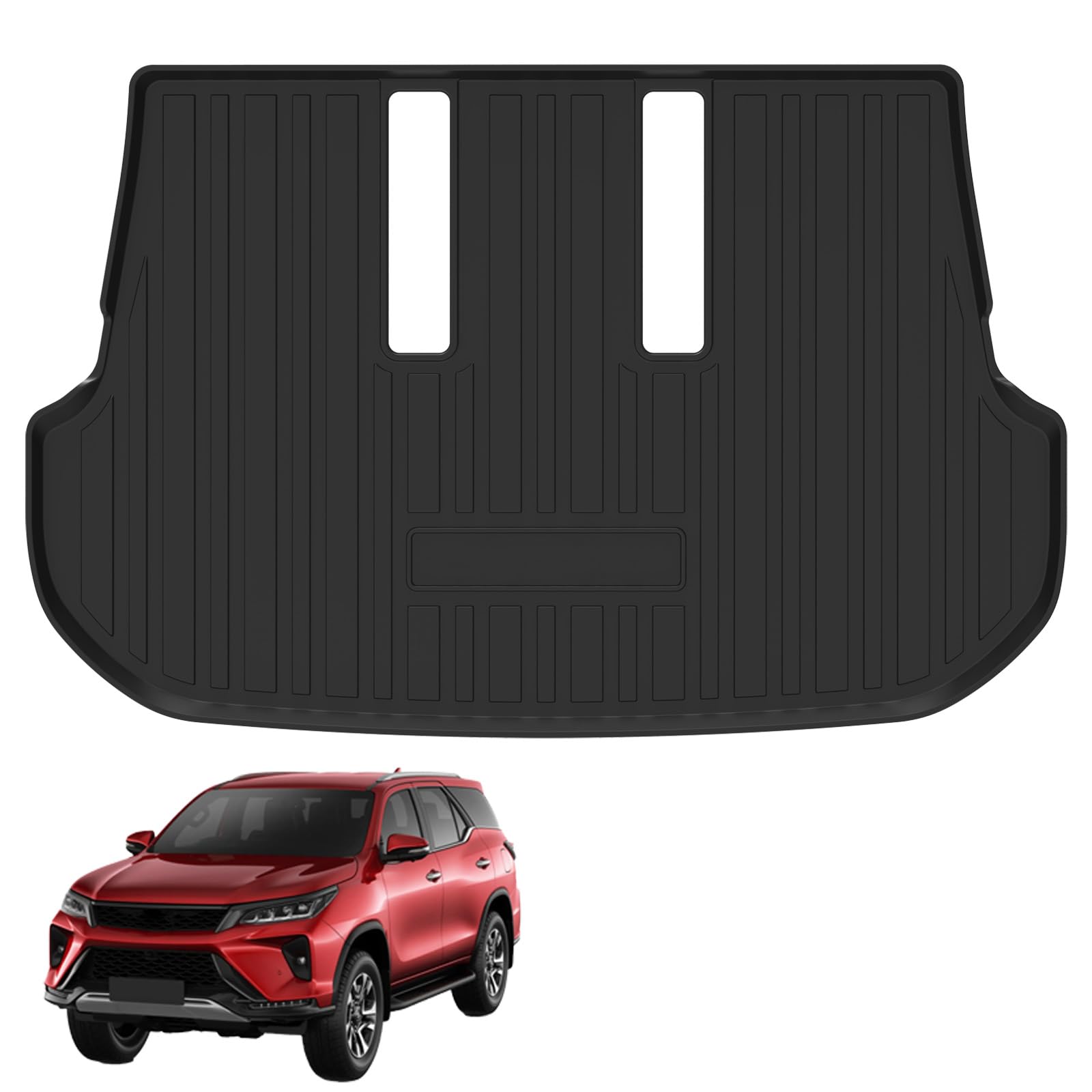 Custom Fit for Cargo Liner 2018-2021 Toyota Fortuner 7-Seats - Black TPE All Weather Heavy Duty Waterproof Rear Cargo Tray Trunk Floor Mat Protector