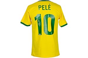 Pele Signed Yellow Brazil Soccer Jersey BAS - Palmeiras Club Soccer Style