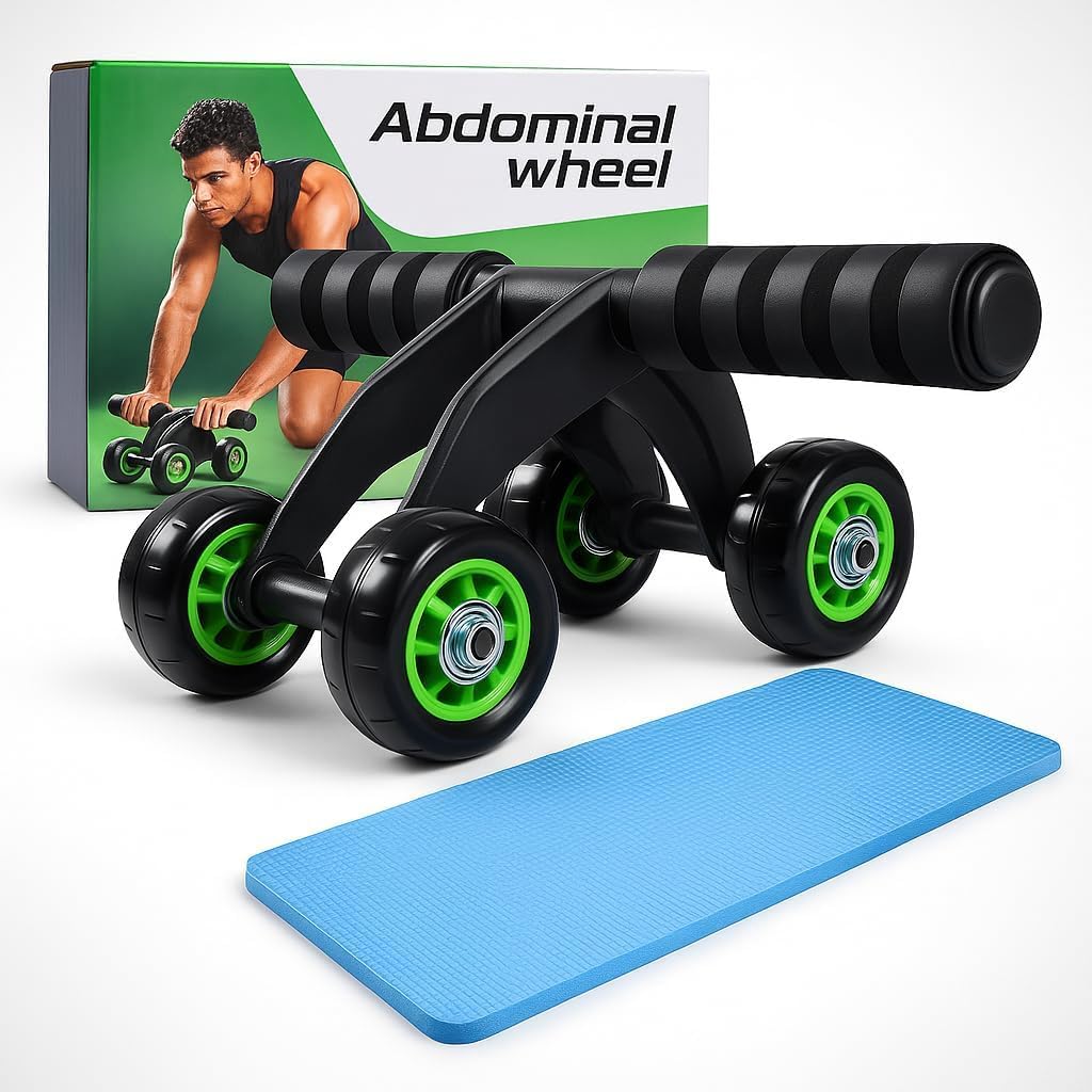 Abdominal Ab Roller with 4 Wheels & Knee Pad – Core Workout Equipment for Abs, Arms, Shoulders & Back, Non-Slip Handles, Home Fitness & Strength Training-picture-20