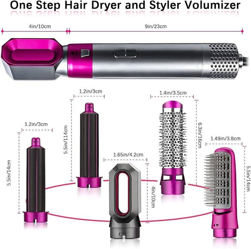 Image of Lapras ๐๐-๐๐๐๐ซ ๐๐จ๐ง๐ -๐๐ข๐๐ ๐๐๐ซ๐ซ๐๐ง๐ญ๐ฒ 5-In-1 Hair Styler Interchangeable Brush Head Hair Dryer Comb, Fast Drying Curling Volumizing Straightening