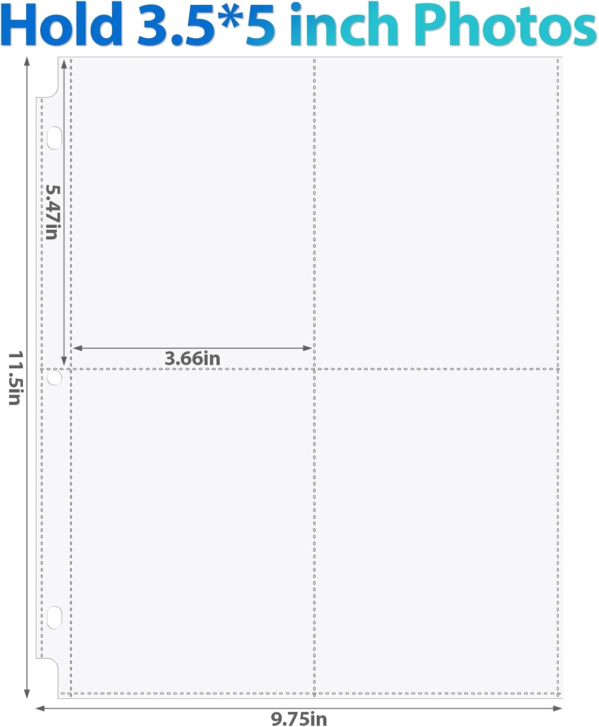Feifeiya 150 Pack 3.5 x 5 Photo Sleeves for 3 Ring Binder(for 1200 Pictures) archival Photo Page Protectors Holds Clear Plastic Refill Pages Plastic Album Refill Pages