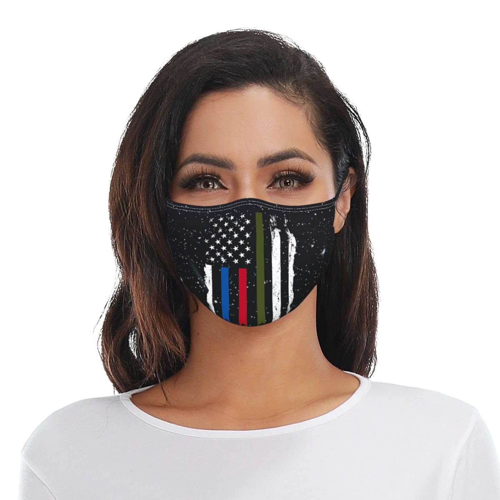 Police Military And Fire Thin Line American Flag Adult Dust Mask Adjustable Dust Face with 2 Filter30