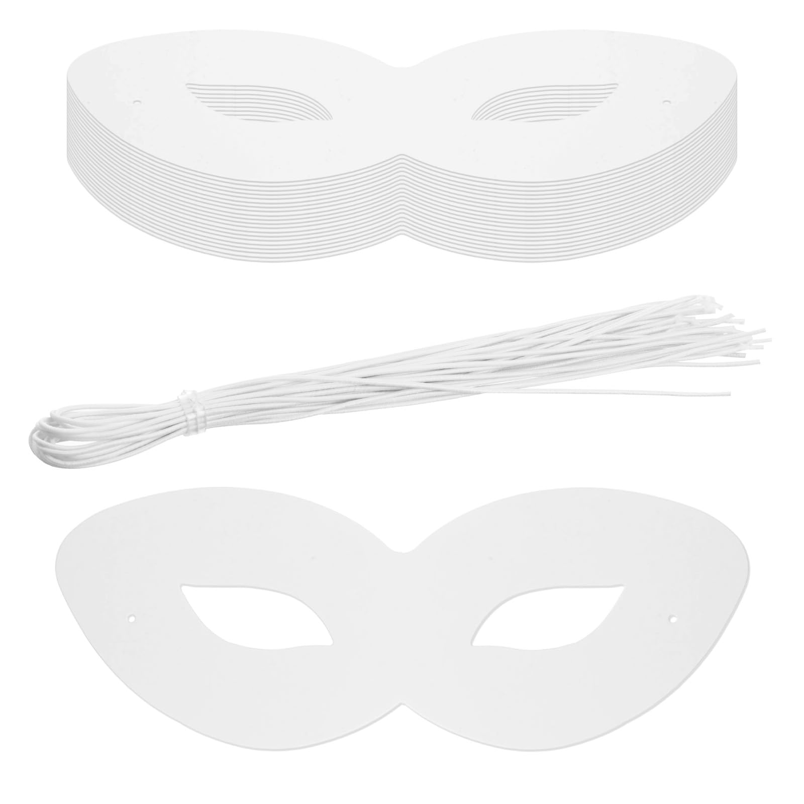 20 Pcs White Paper Eye Masks Blank Plain Masquerade Mask(18.5X10.5cm)