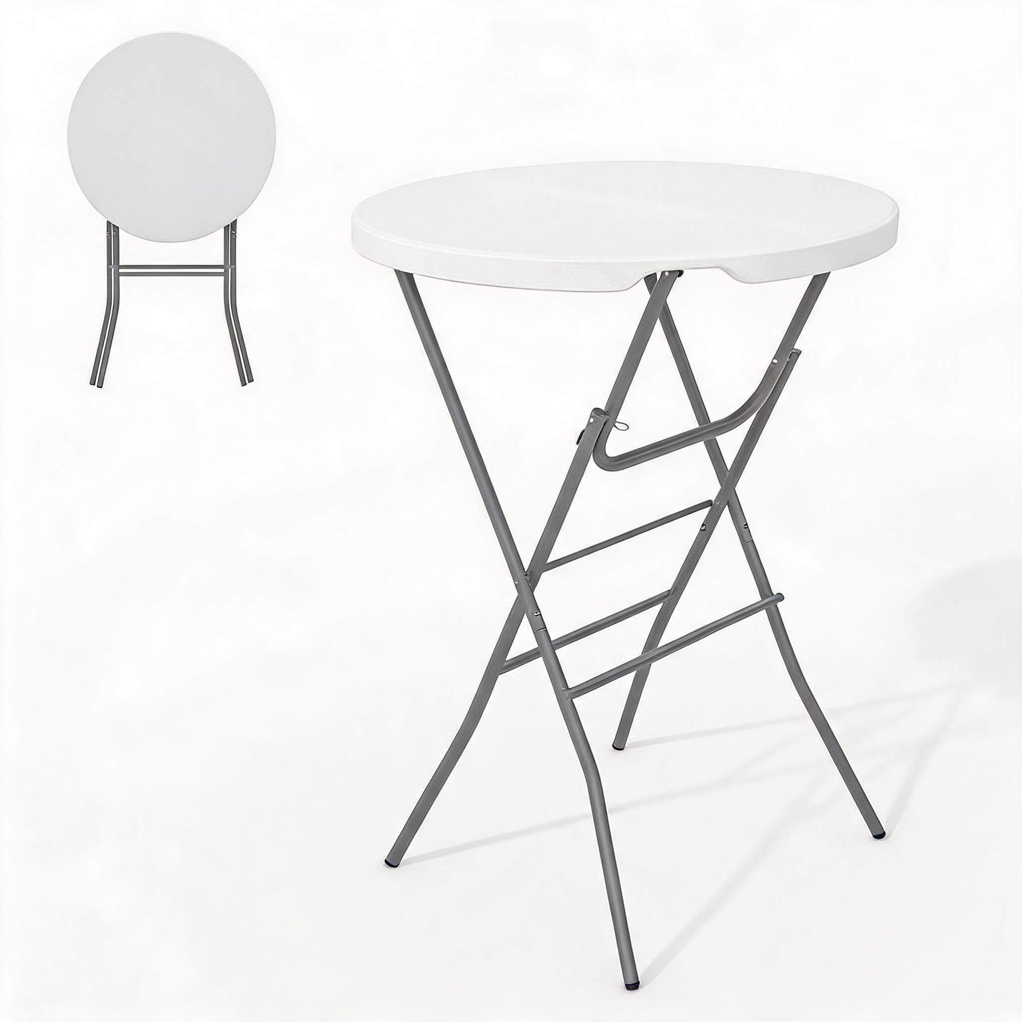 Acekool Stehtisch klappbar Ø 80 cm rund Bartisch Weiß
