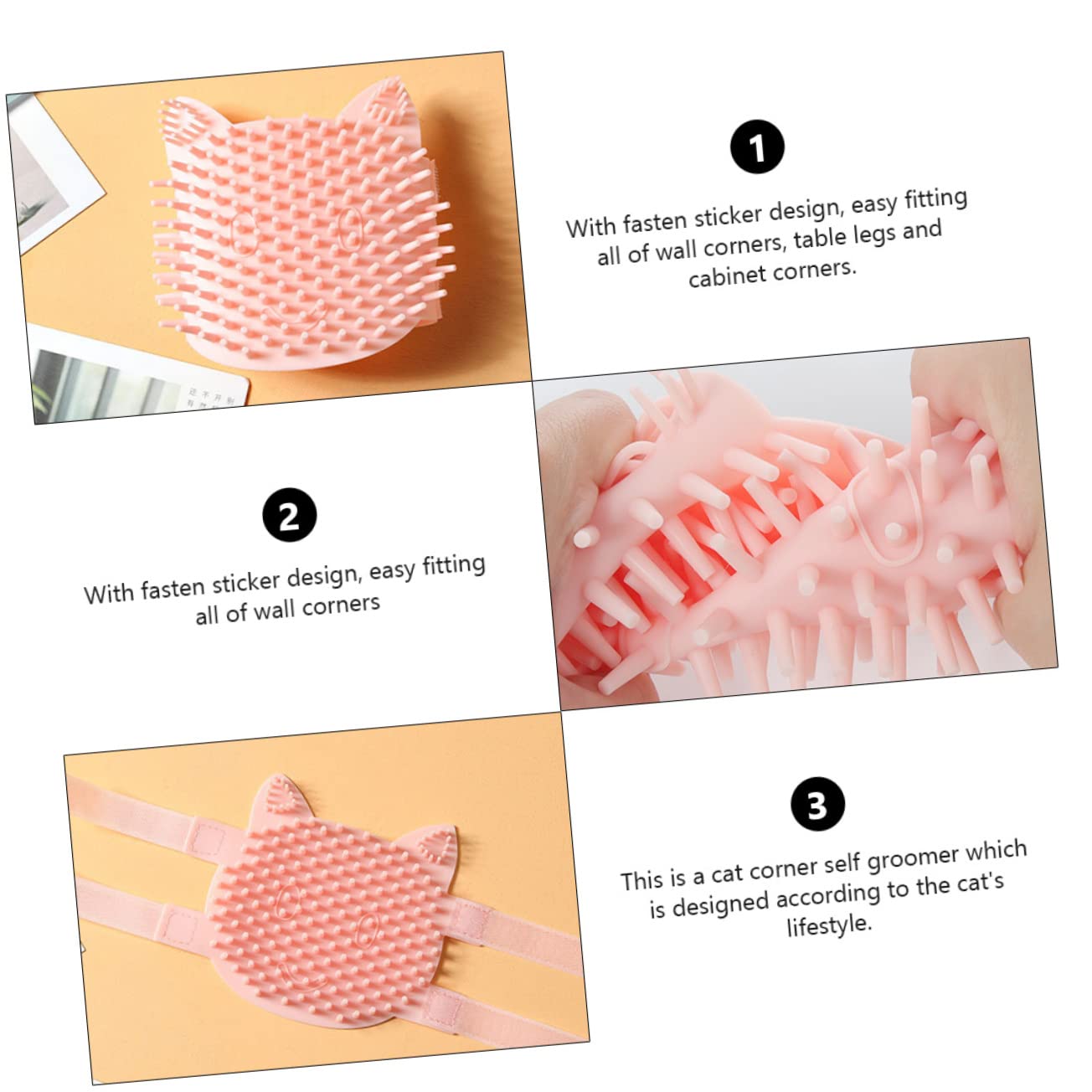 FOMIYES 3piezas Cepillo De Masaje Para Gatos y Diseño De Cepillo Quitapelos Autolimpiable Para Esquinas y Muebles Para Cuidado De