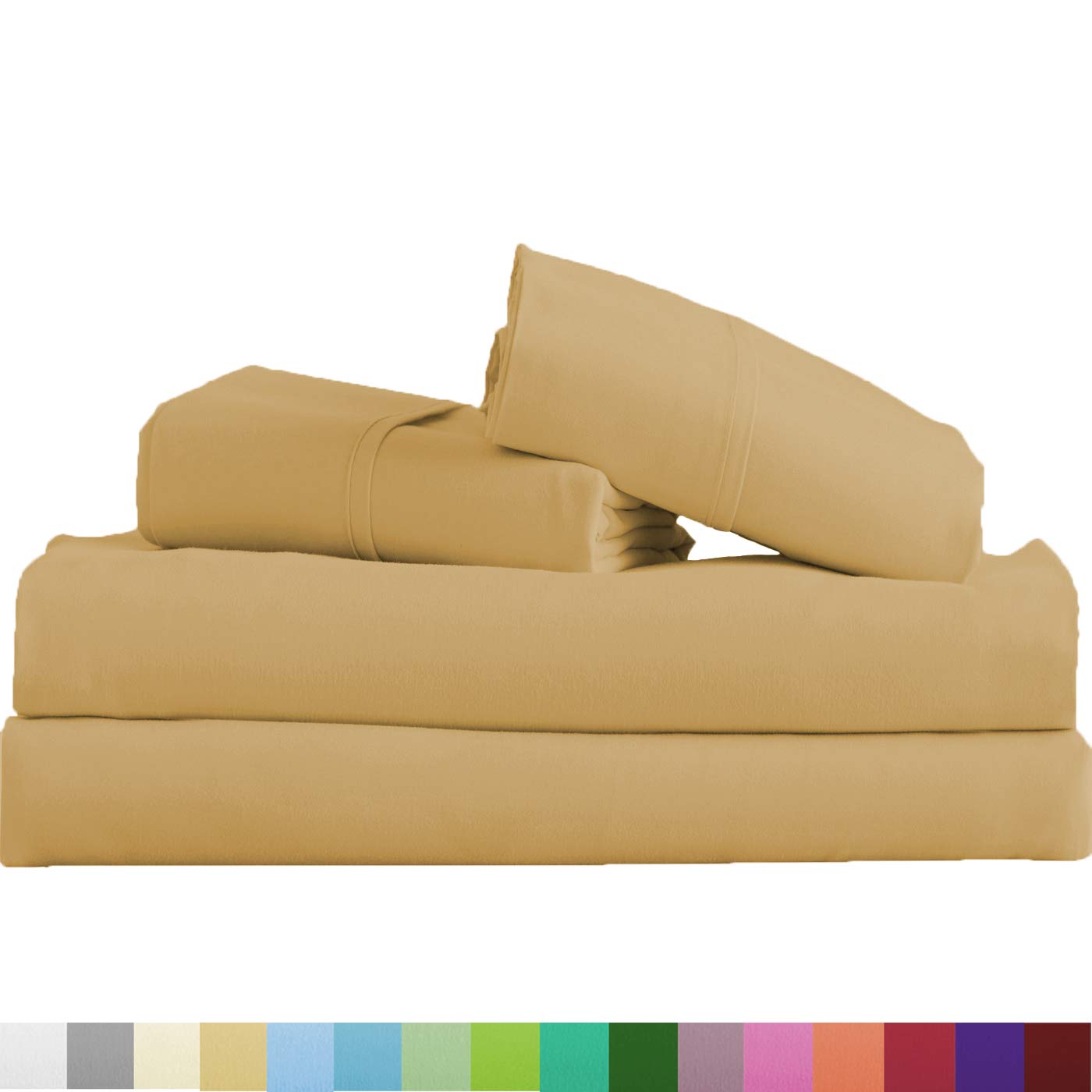 Woven Trends Hotel Luxury Bed Sheets Set - 1800 Series Supreme Collection, Extra Deep Pockets Twin Sheets, Wrinkle Fade Stain Resistant, Softest Sheets (Twin, Camel)