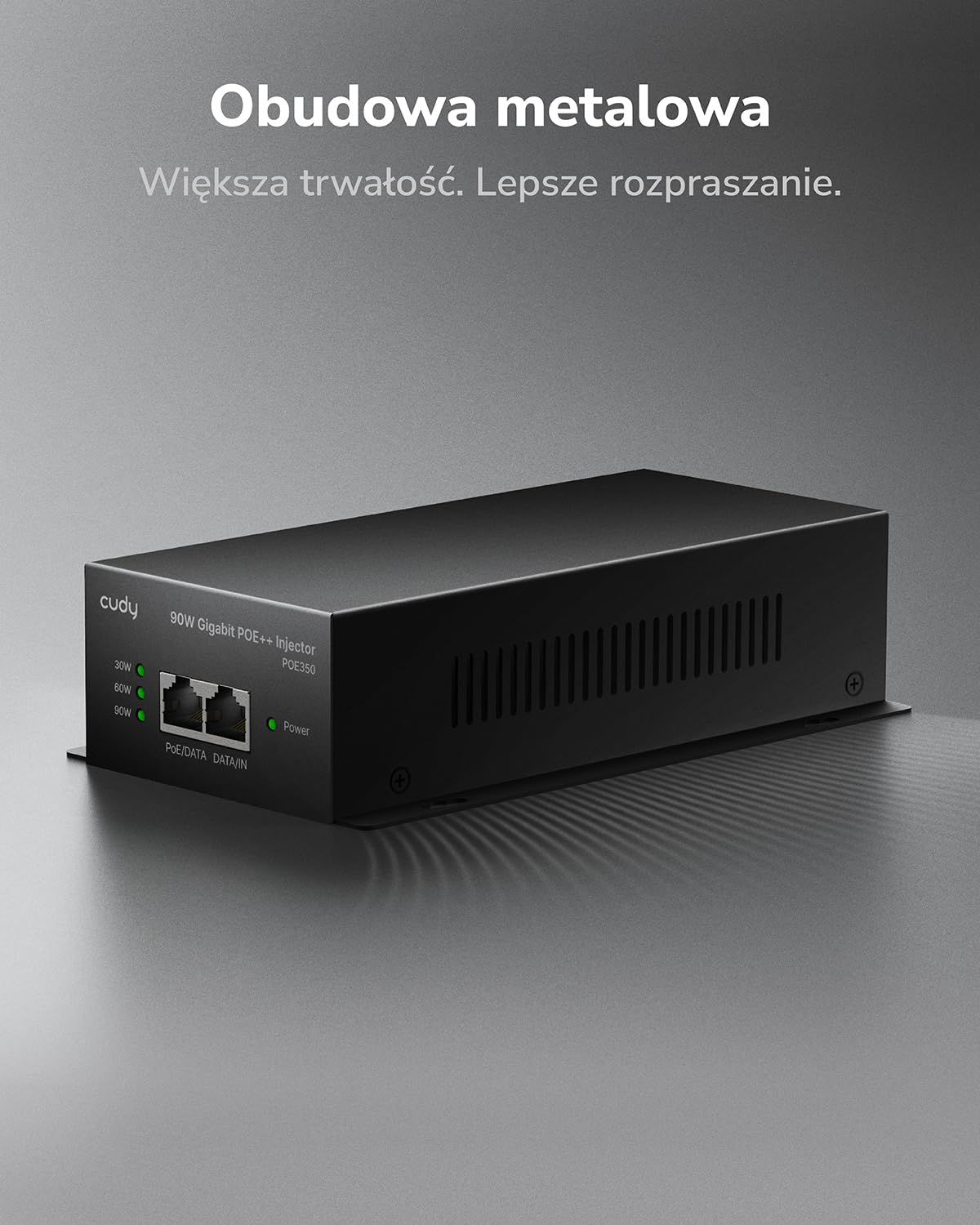 Cudy POE350 90 W Gigabit PoE + wtryskiwacz, adapter Poe 10/100/1000 Mbps, kompatybilny z IEEE 802.3af/at/bt 48 V ~ 52 V, Plug and Play