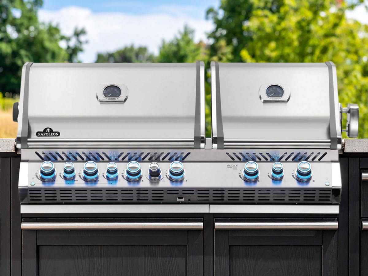 Napoleon Barbecue gaz encastrable Prestige Pro 825 INOX 4 brûleurs + 2 Sizzle Zone + brûleur arrière + Fumage