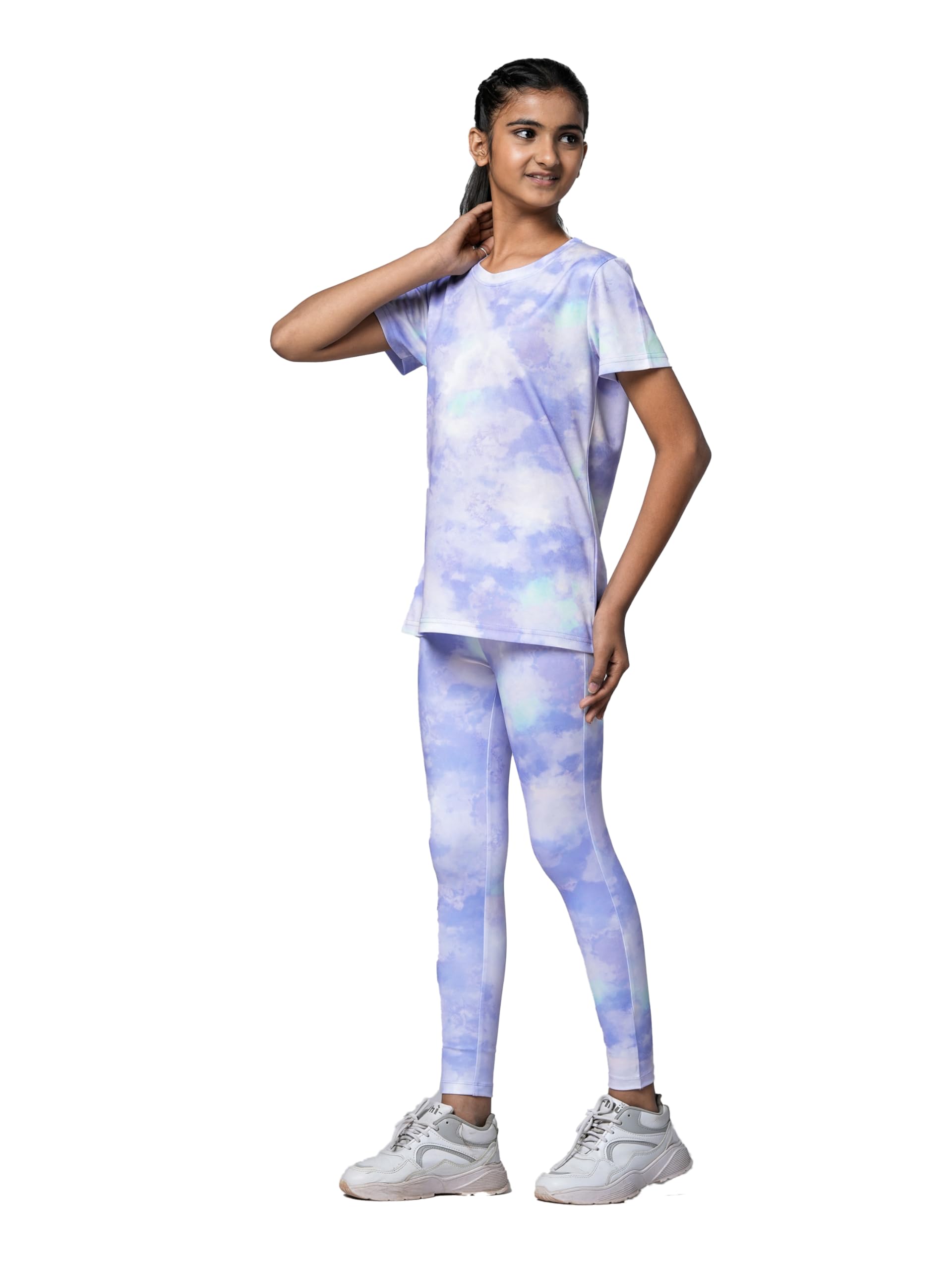 Girls Active Sports Wear Set – Stylish Printed T-Shirt and Leggings Set for Girls – Comfortable and Breathable Workout Clothing for Sports, Gym, Yoga,– Perfect for Casual Wear (4-14 Sizes)