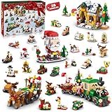 MOMOSTAR Calendario Adviento 2025, Bloques de Construcción Emática Navideña1099 Piezas, Calendario Adviento Juguetes Incl. Papá Noel Trenes, Navidad Decoración Regalo para Niños Adultos 6+ Años