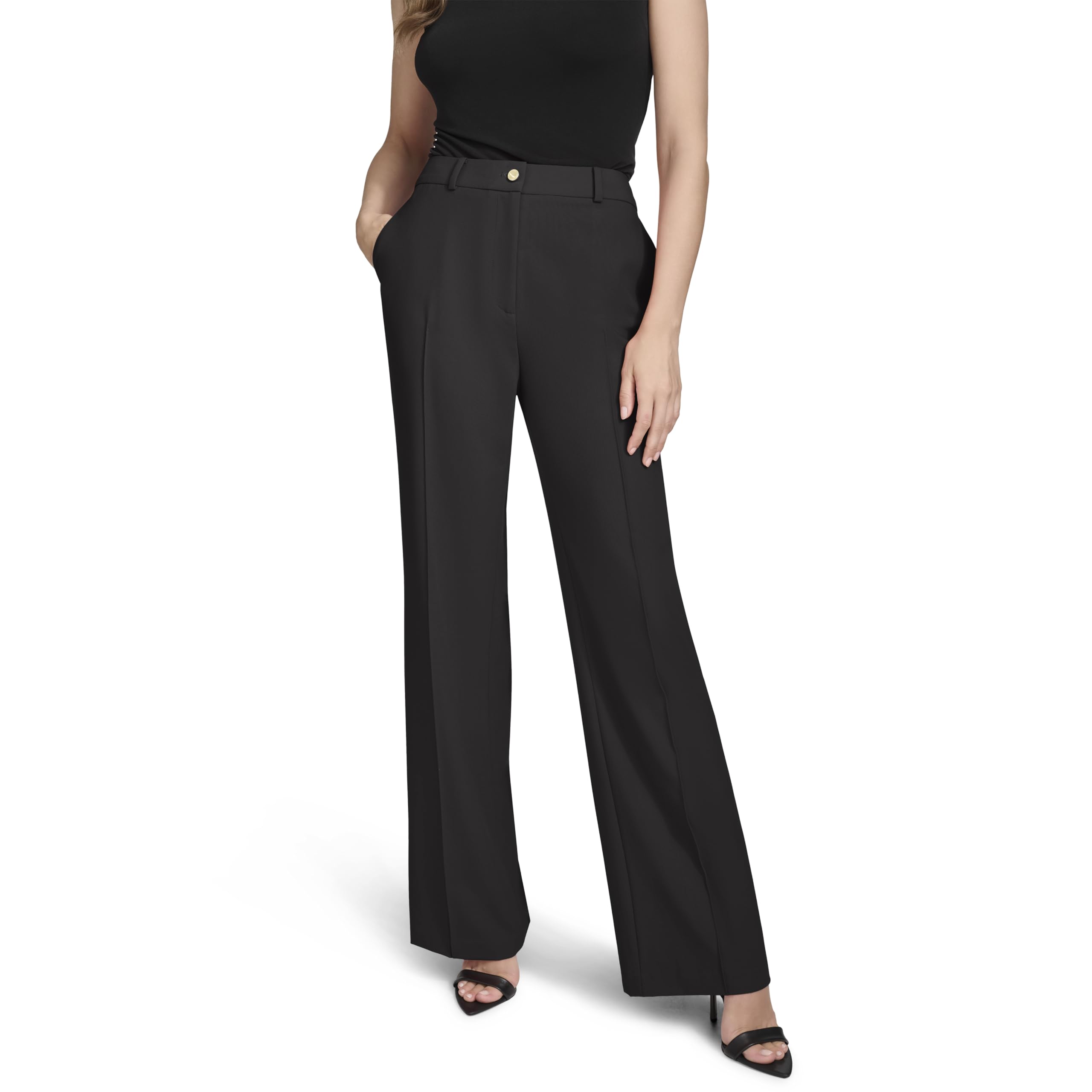 H Halston Womens Straight Leg Woven Suiting Pant