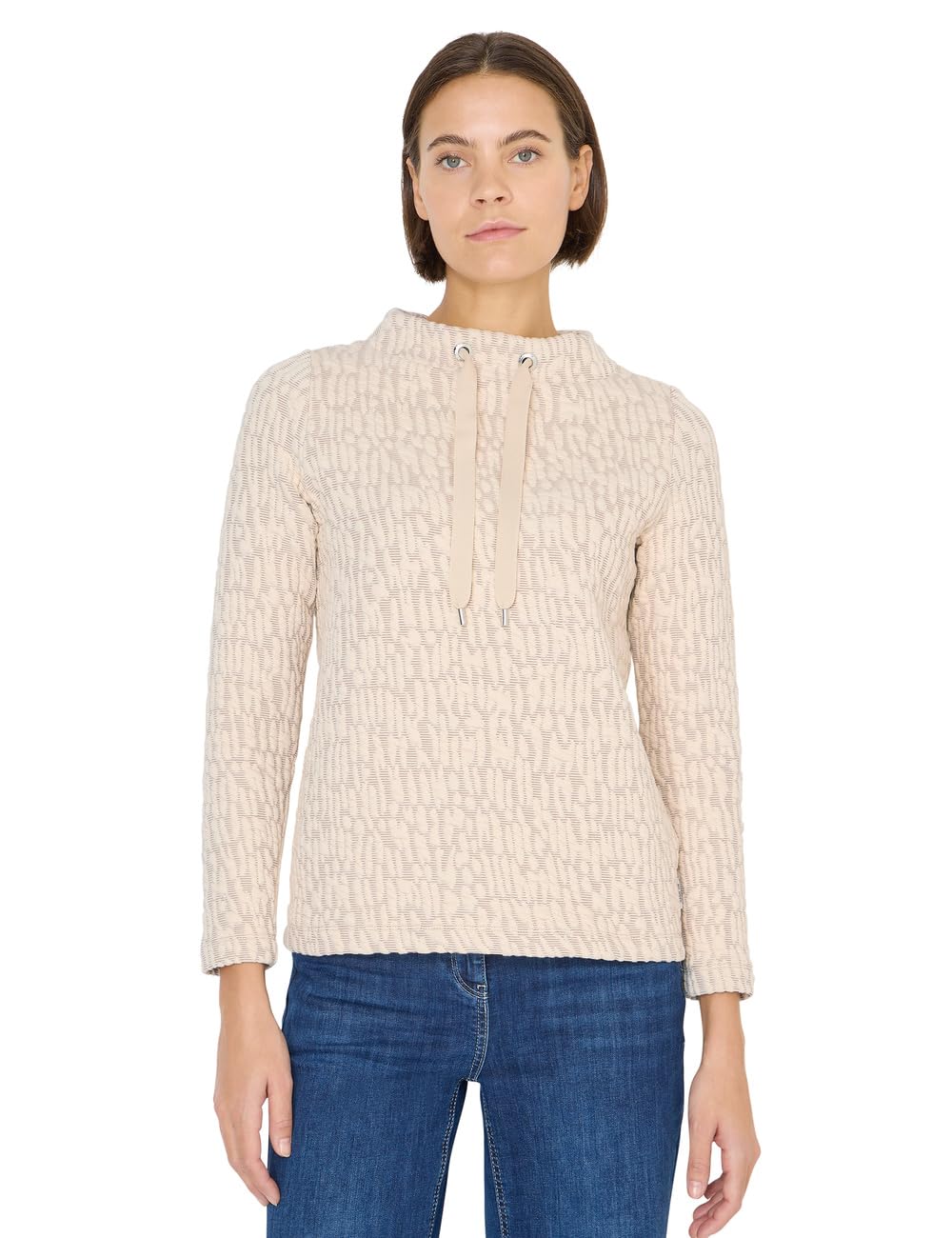 Damen Jacquard Funnel Neck Shirt