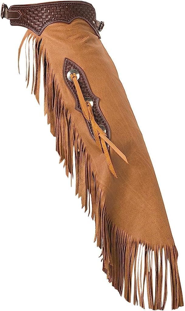 Leather Pull-Up Fashion Chinks with Basketweave Tooled Yoke Set for Men Women Kids Custom Made Small Medium Large